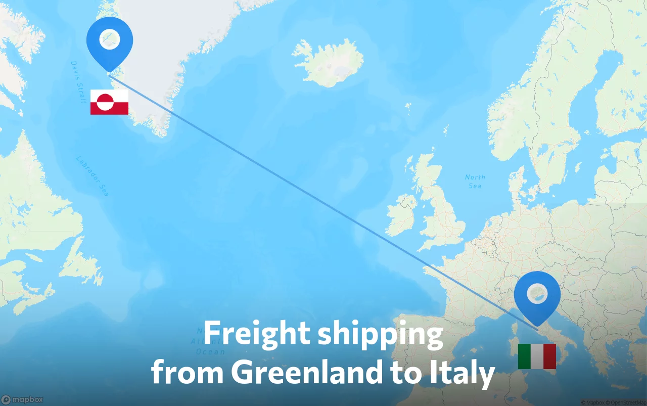 Shipping route from Greenland to Italy