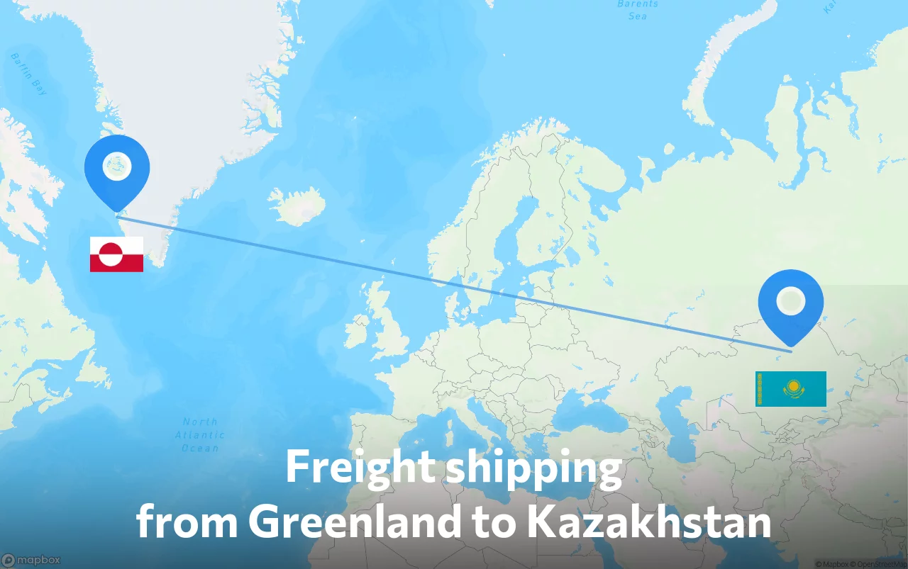 Shipping route from Greenland to Kazakhstan