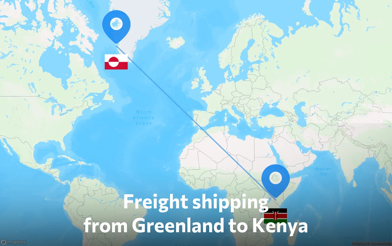 Shipping route from Greenland to Kenya