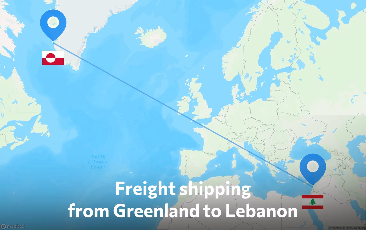 Shipping route from Greenland to Lebanon