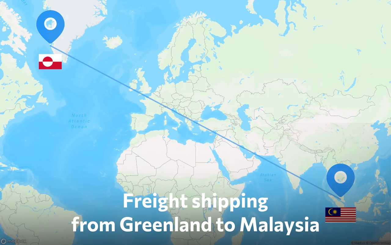 Shipping route from Greenland to Malaysia