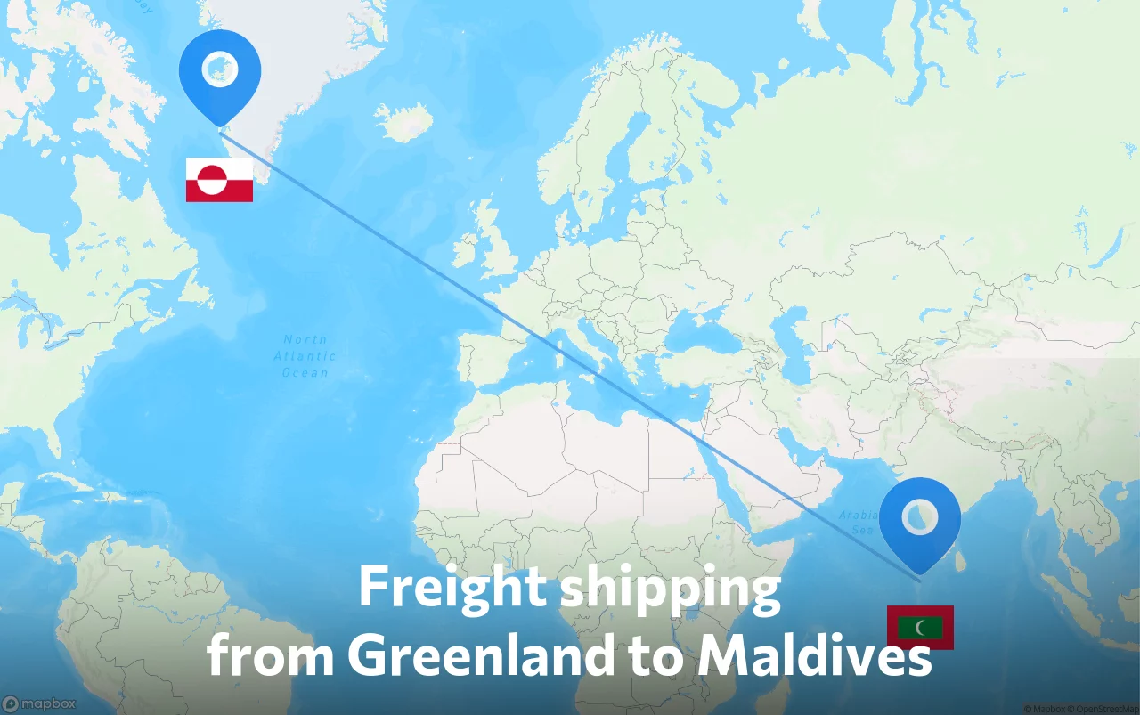 Shipping route from Greenland to Maldives