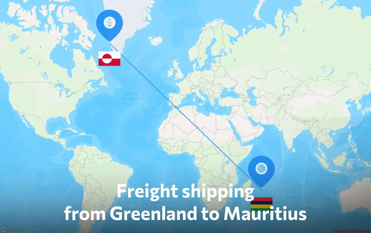 Shipping route from Greenland to Mauritius