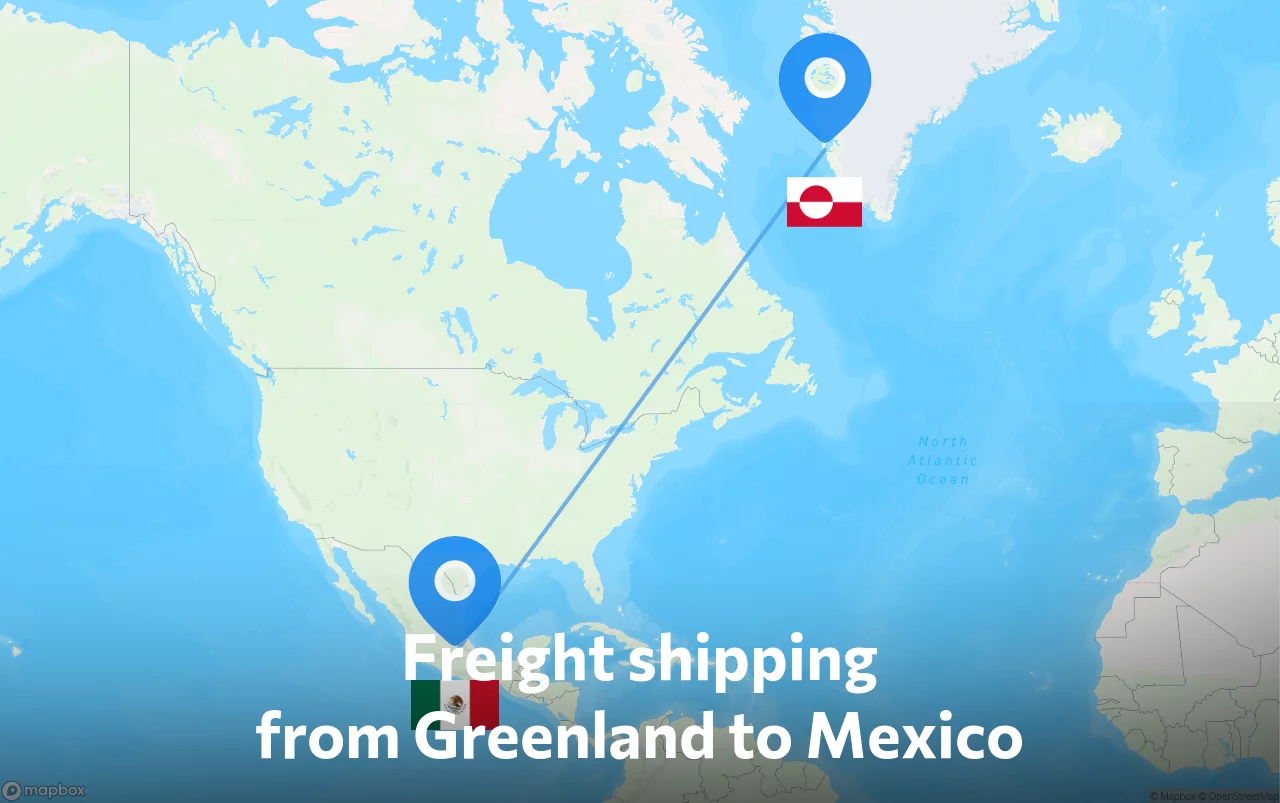 Shipping route from Greenland to Mexico