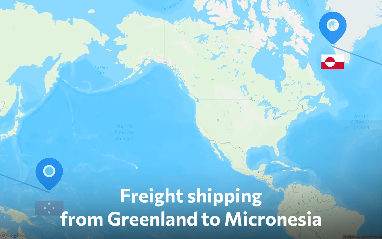 Shipping route from Greenland to Micronesia