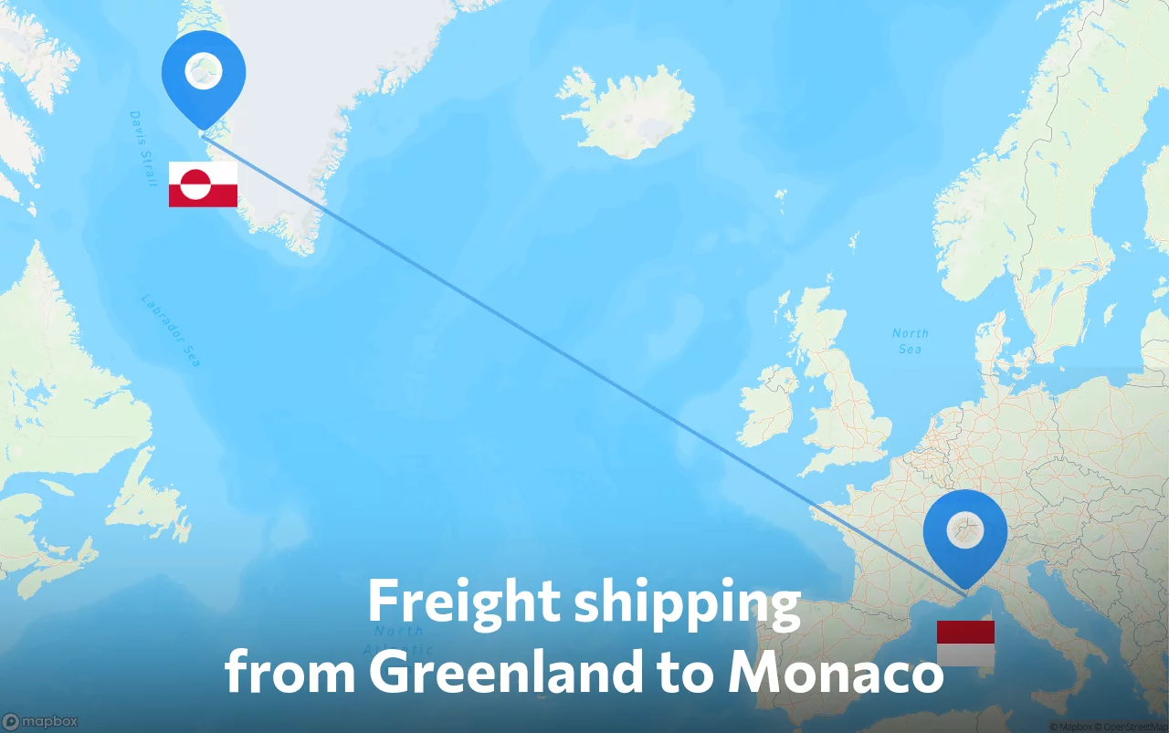 Shipping route from Greenland to Monaco