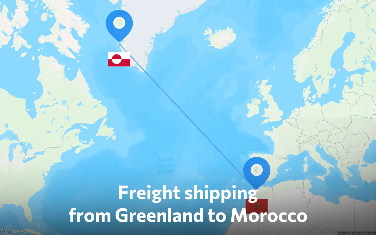 Shipping route from Greenland to Morocco