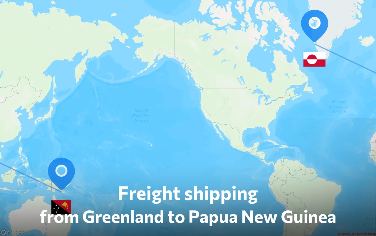 Shipping route from Greenland to Papua New Guinea
