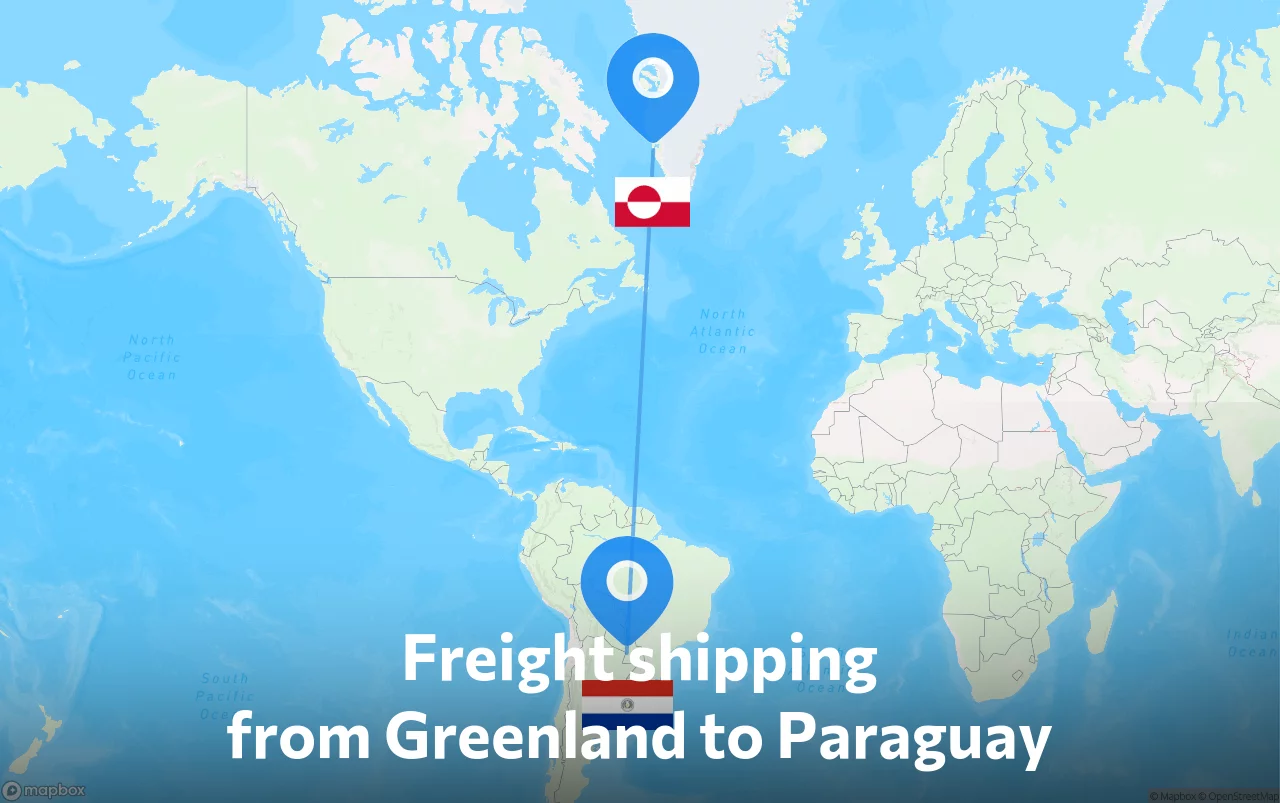 Shipping route from Greenland to Paraguay