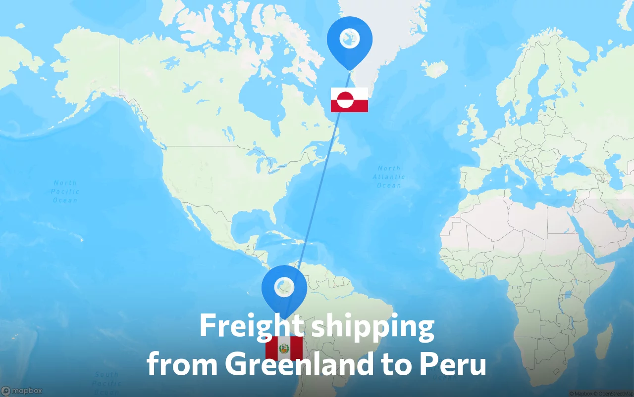 Shipping route from Greenland to Peru