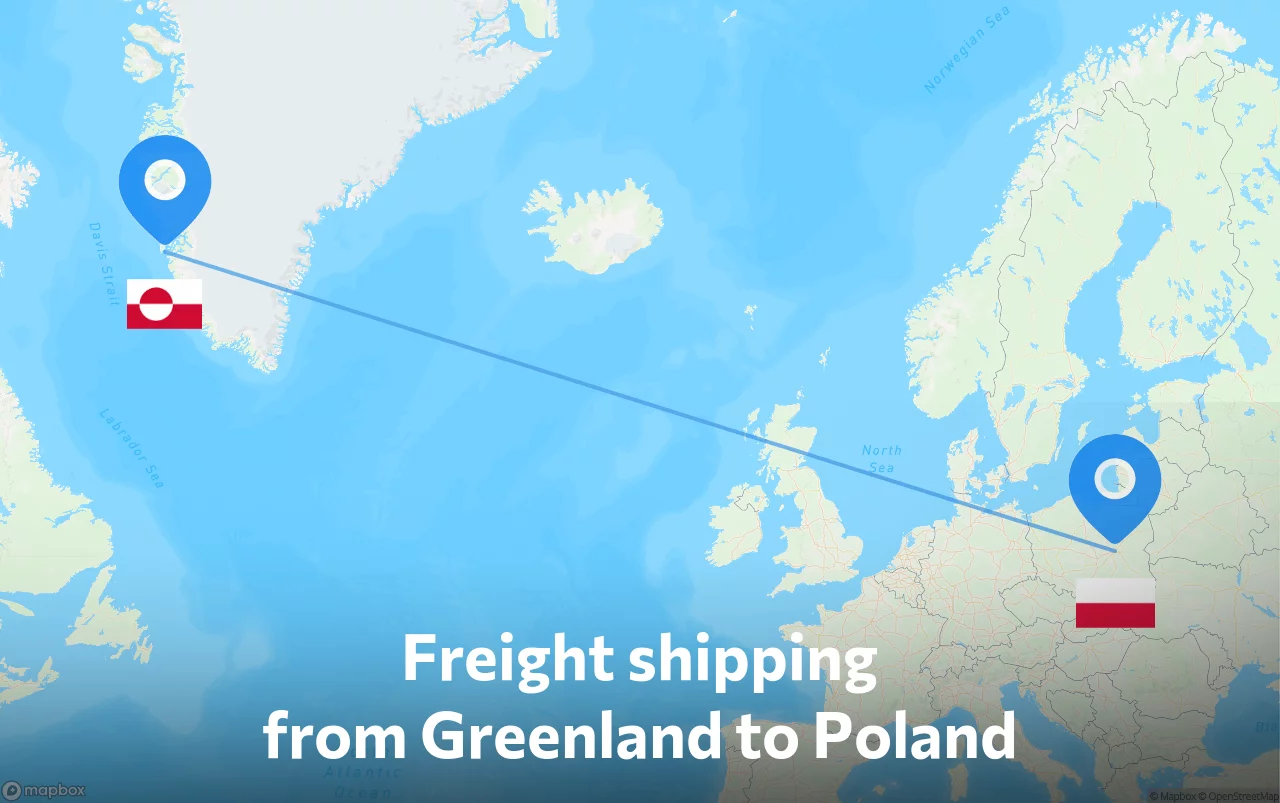 Shipping route from Greenland to Poland