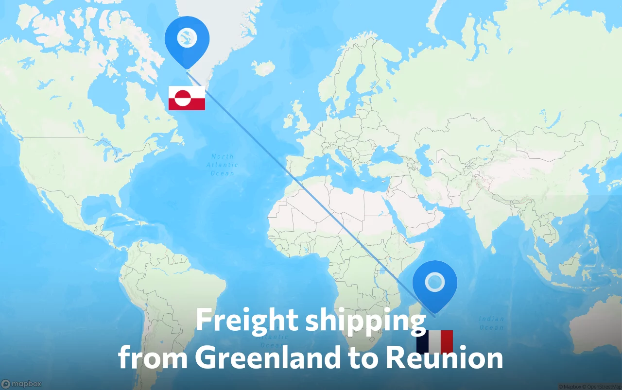 Shipping route from Greenland to Reunion