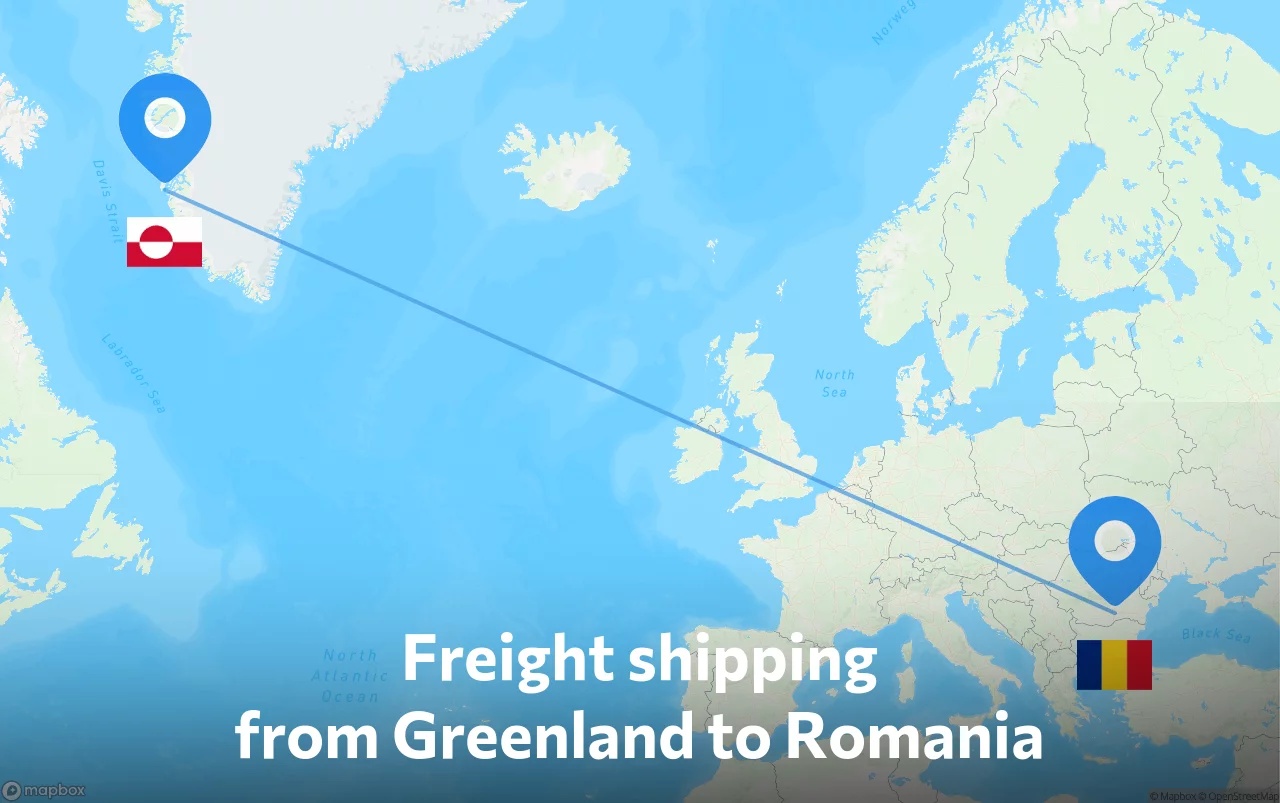 Shipping route from Greenland to Romania