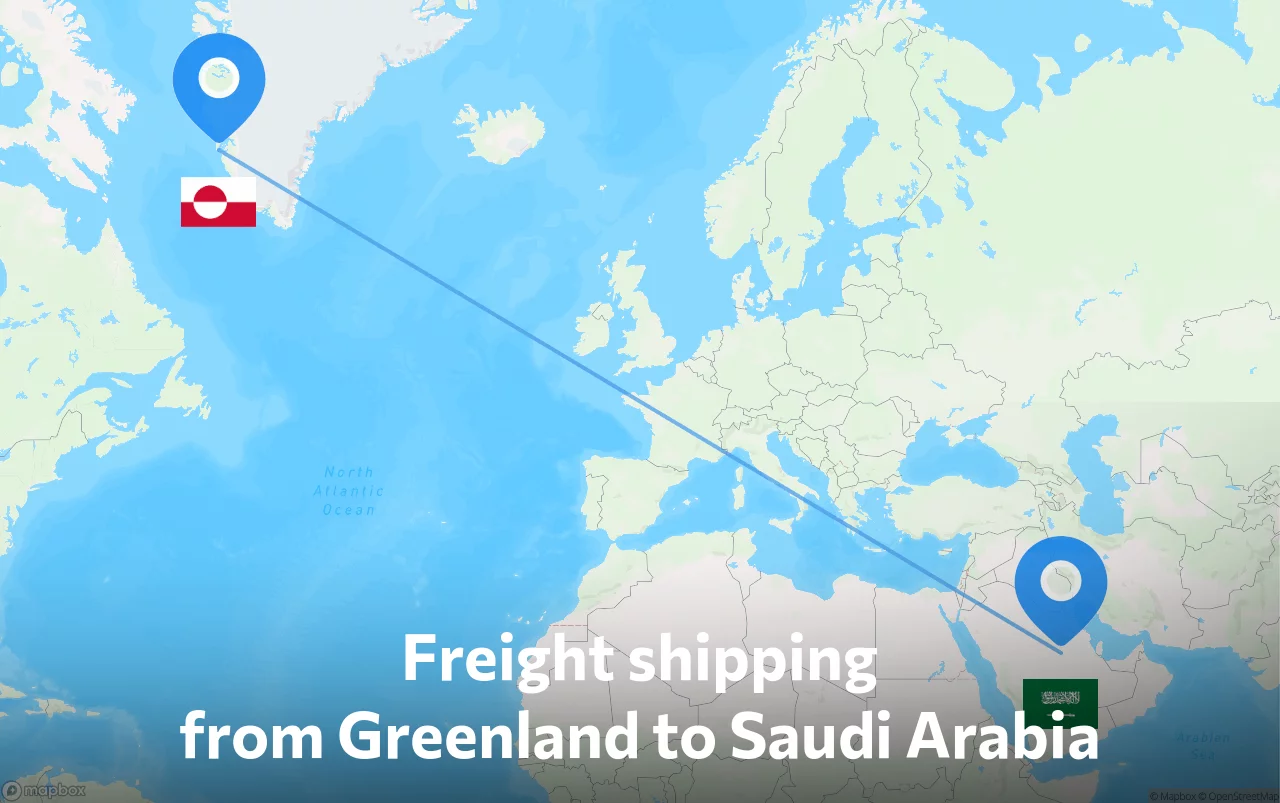 Shipping route from Greenland to Saudi Arabia