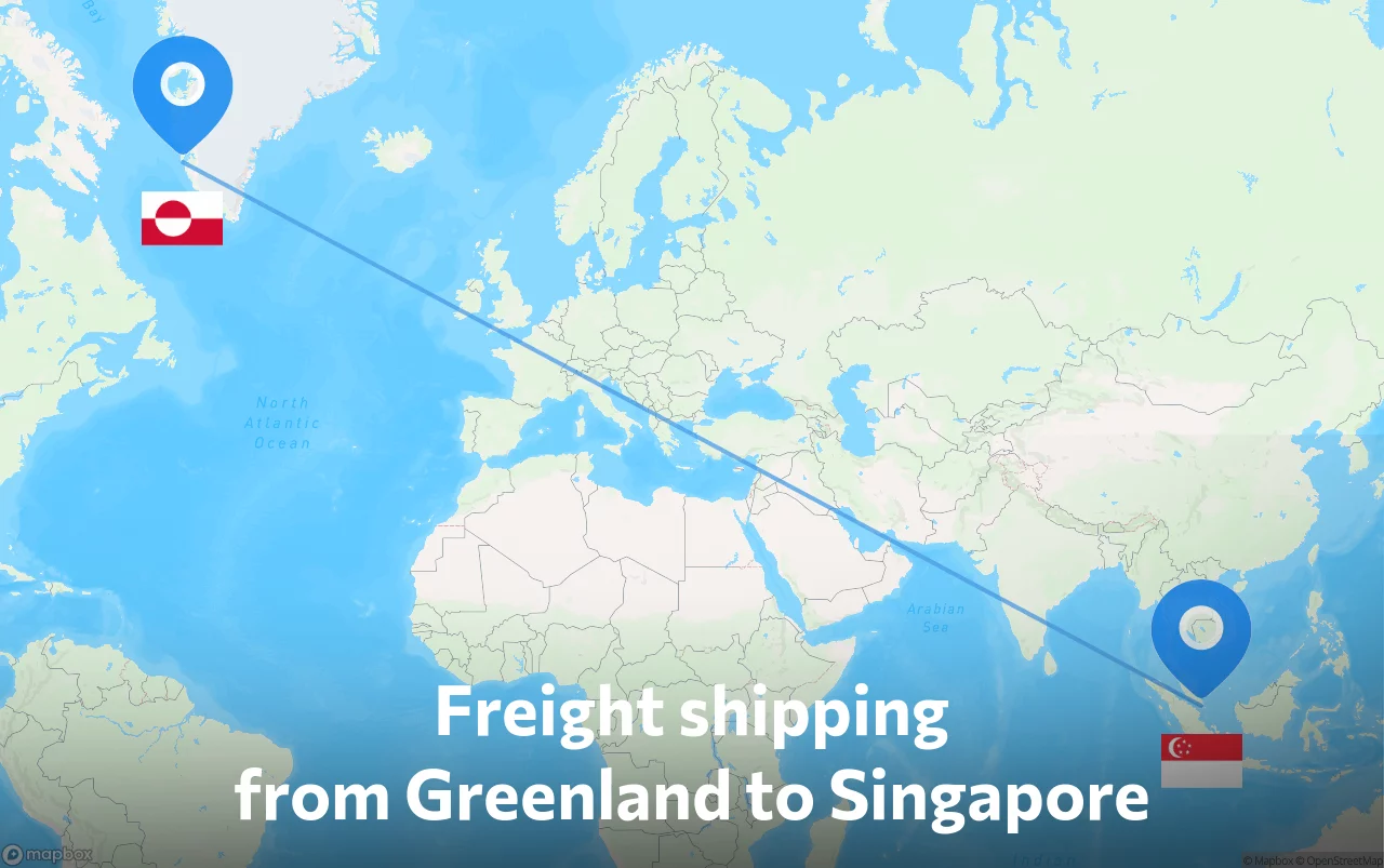Shipping route from Greenland to Singapore