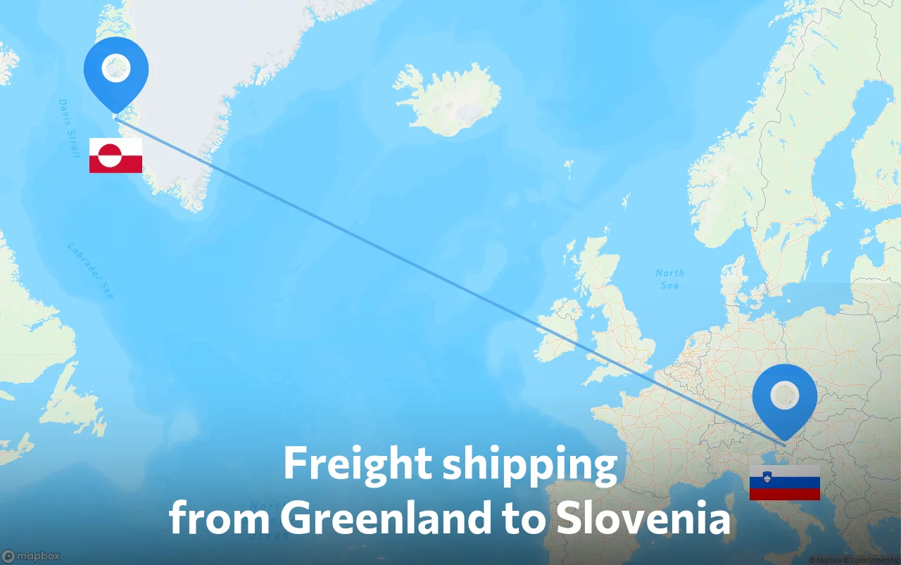 Shipping route from Greenland to Slovenia