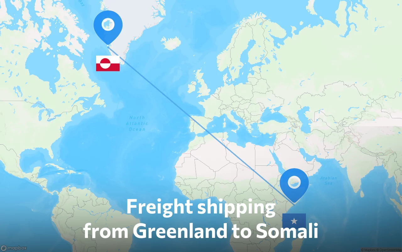 Shipping route from Greenland to Somali