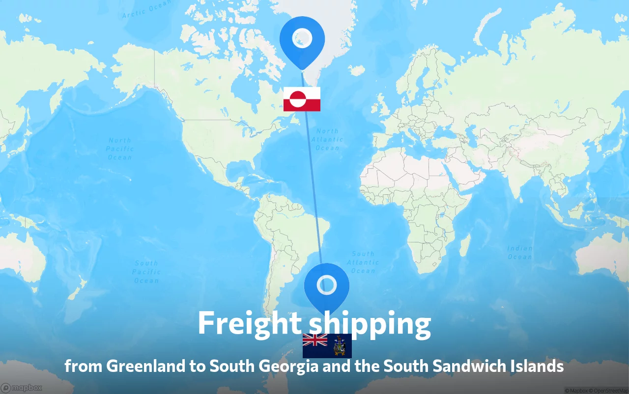 Shipping route from Greenland to South Georgia and the South Sandwich Islands