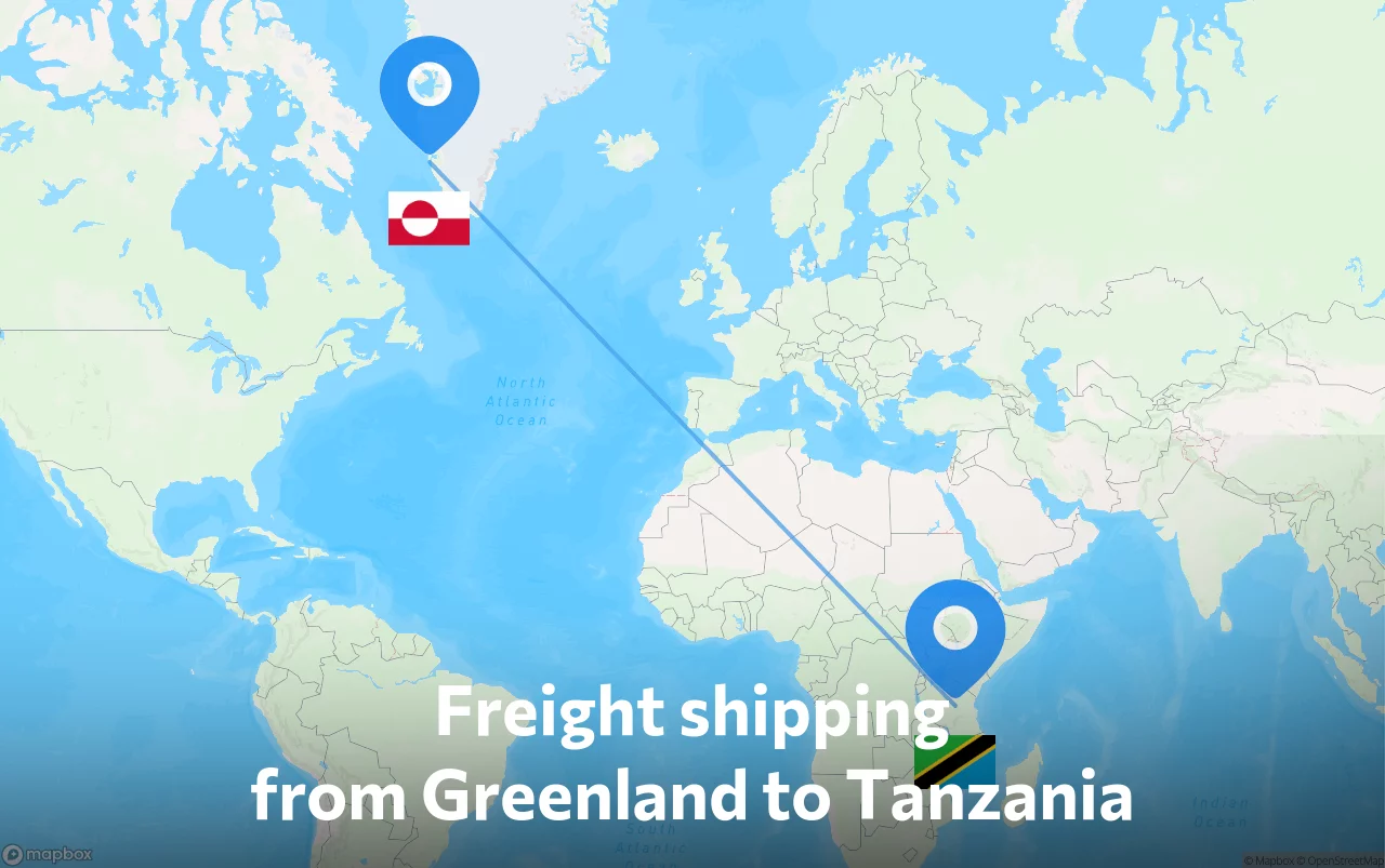 Shipping route from Greenland to Tanzania