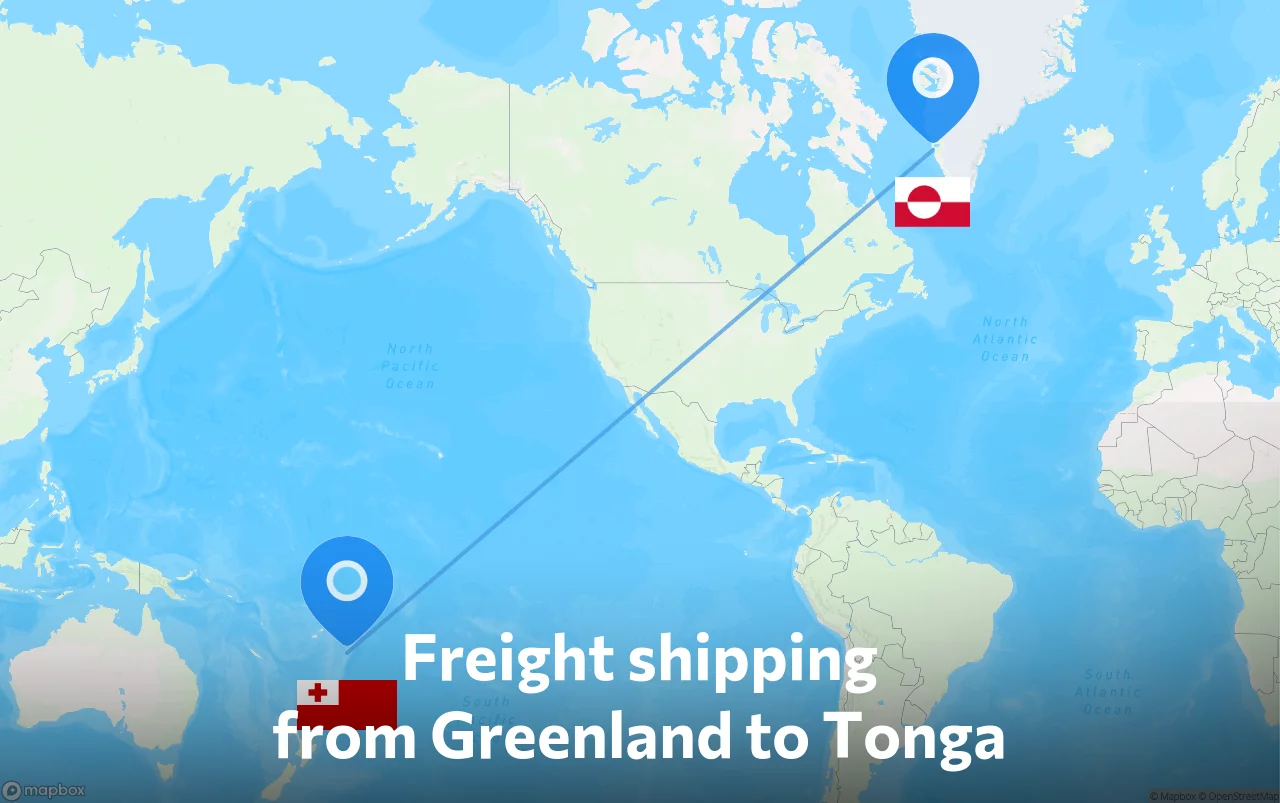 Shipping route from Greenland to Tonga