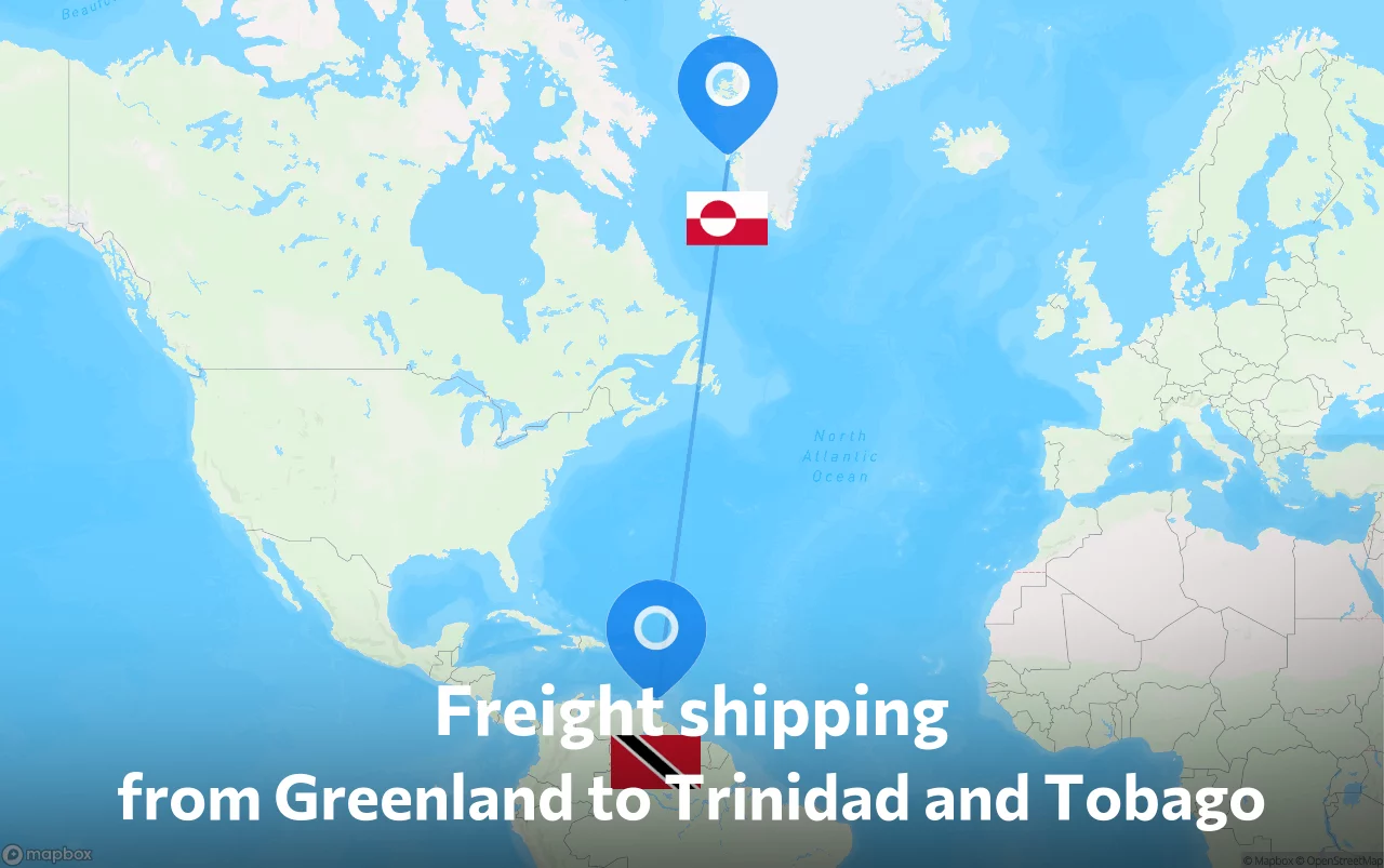 Shipping route from Greenland to Trinidad and Tobago