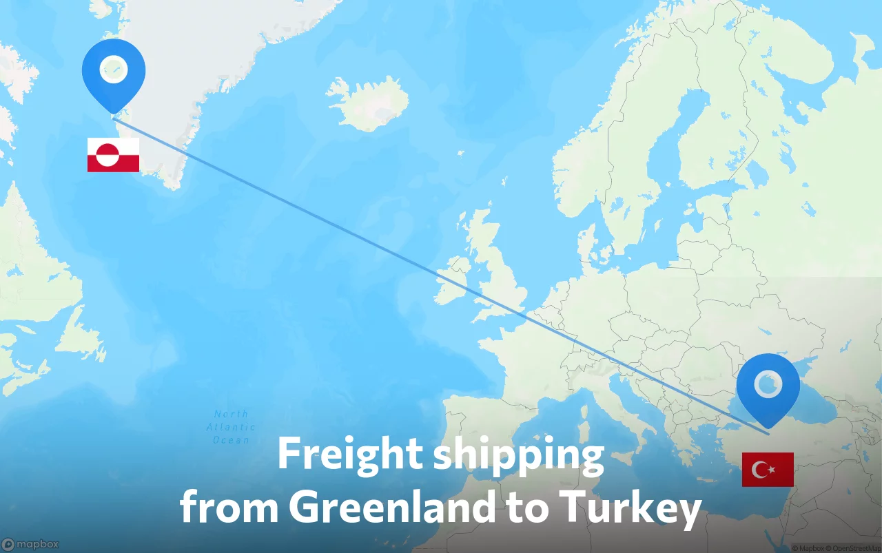 Shipping route from Greenland to Turkey