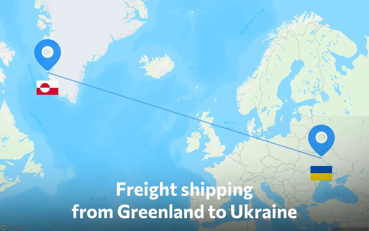 Shipping route from Greenland to Ukraine