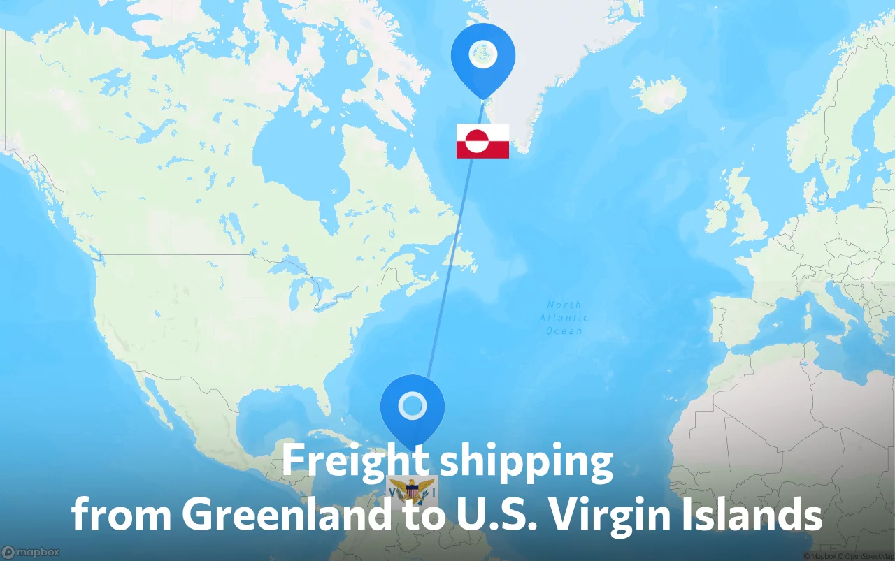 Shipping route from Greenland to U.S. Virgin Islands