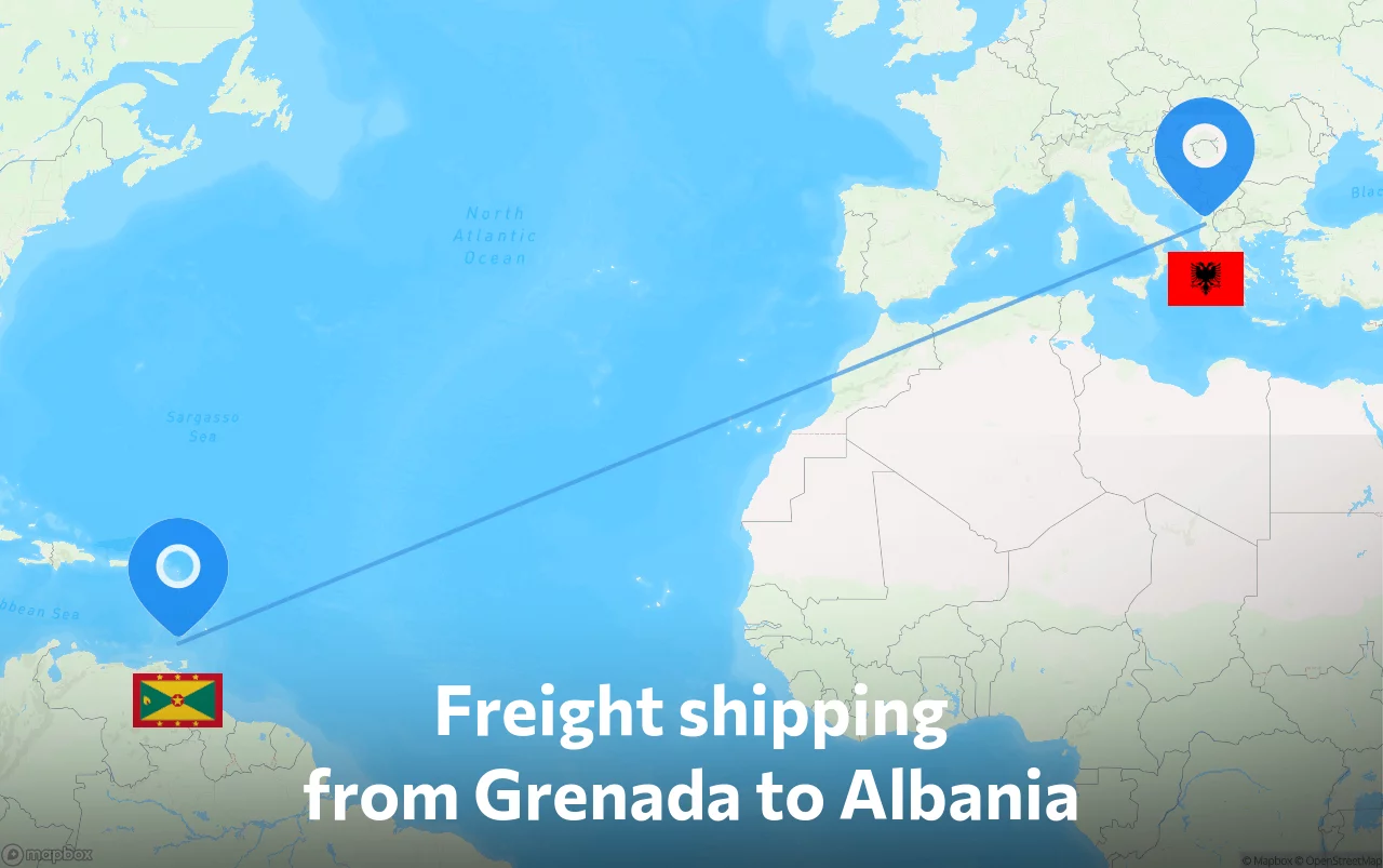 Shipping route from Grenada to Albania