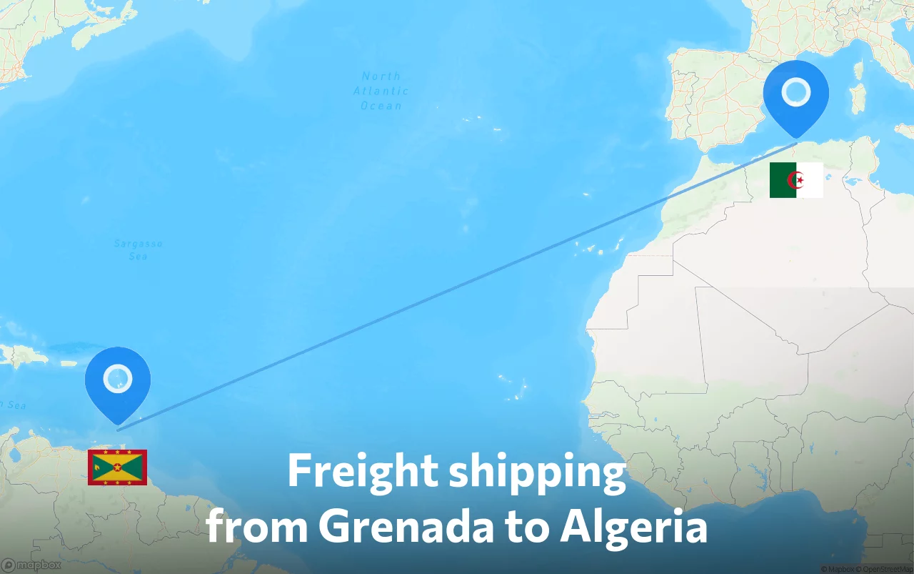 Shipping route from Grenada to Algeria