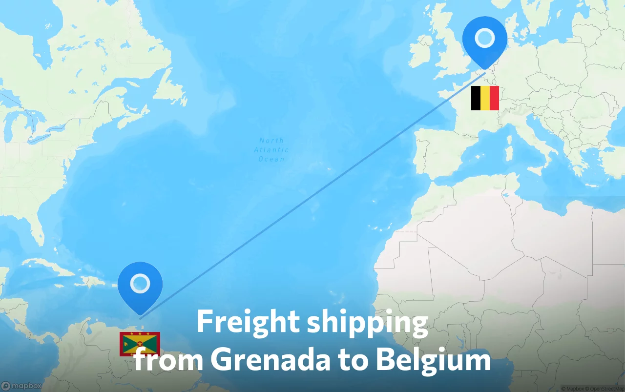 Shipping route from Grenada to Belgium