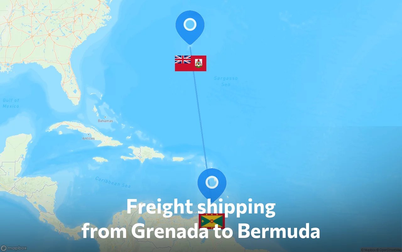 Shipping route from Grenada to Bermuda
