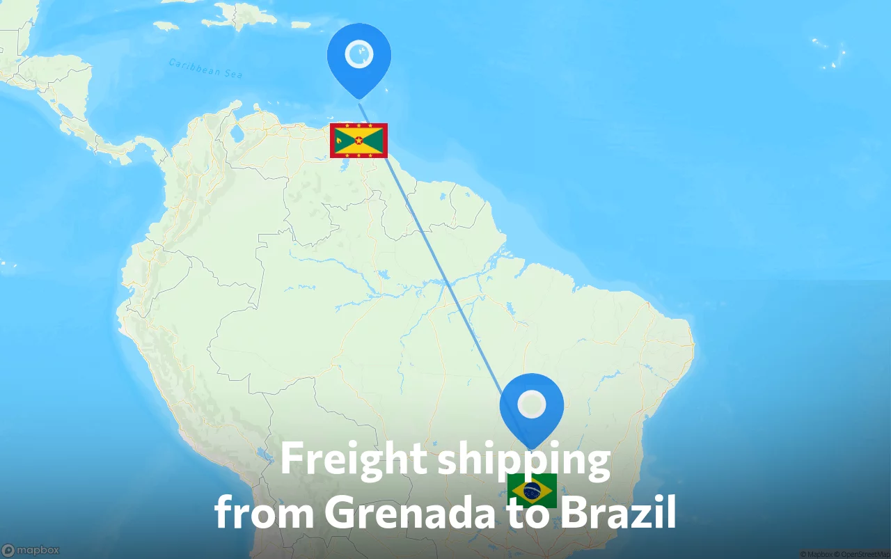 Shipping route from Grenada to Brazil