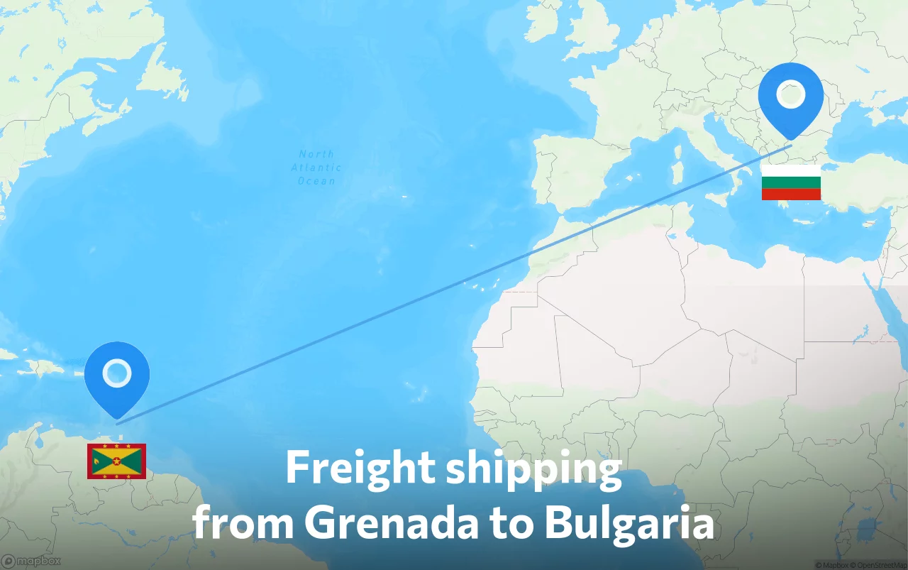 Shipping route from Grenada to Bulgaria
