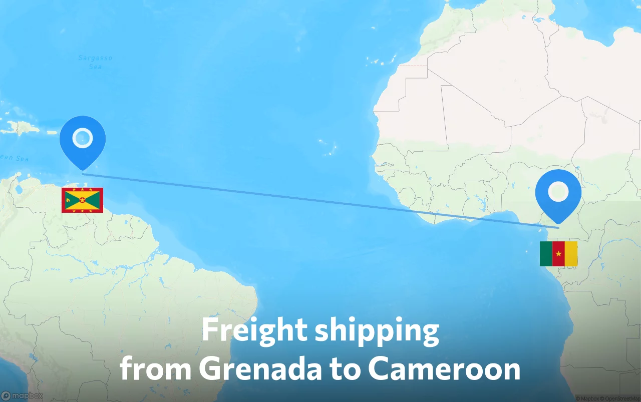 Shipping route from Grenada to Cameroon