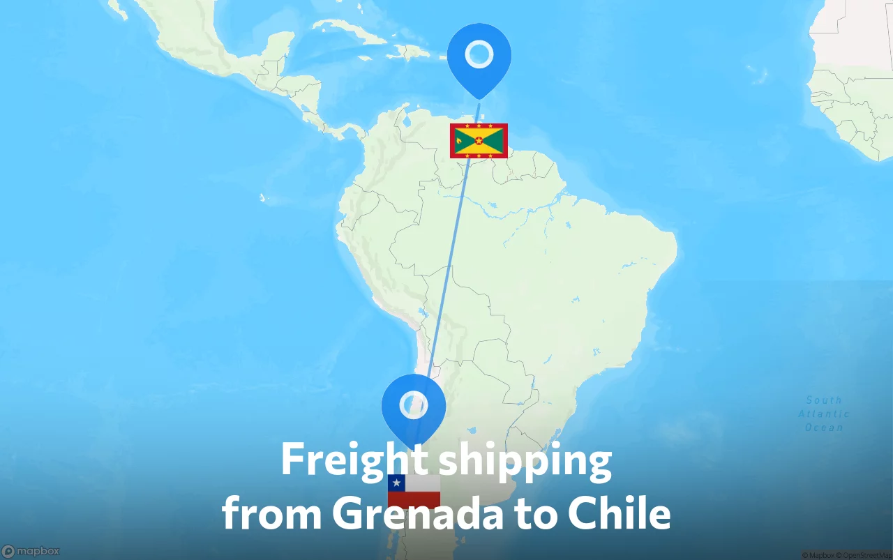 Shipping route from Grenada to Chile