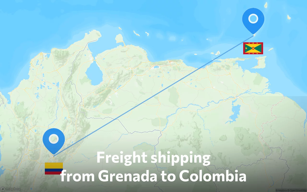 Shipping route from Grenada to Colombia