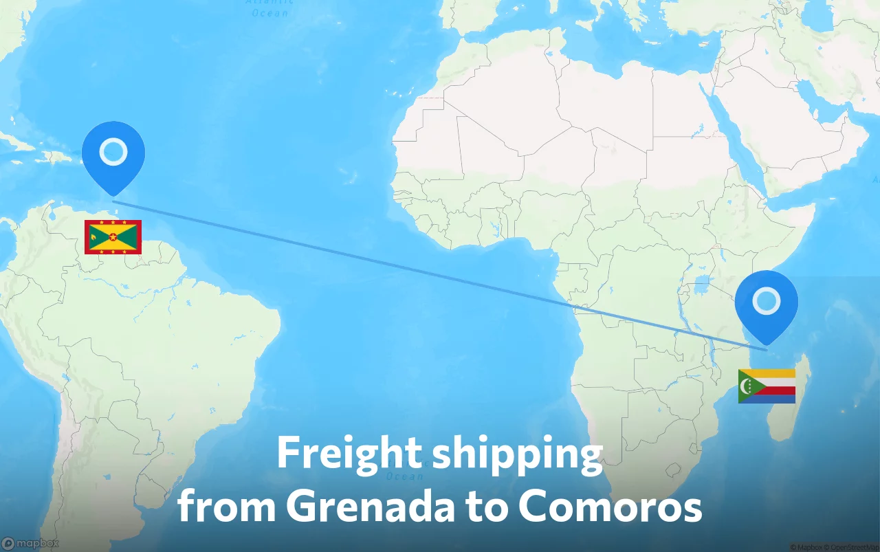 Shipping route from Grenada to Comoros