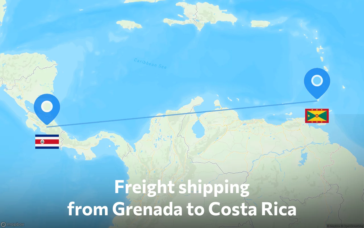 Shipping route from Grenada to Costa Rica