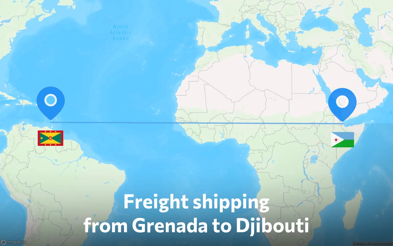 Shipping route from Grenada to Djibouti