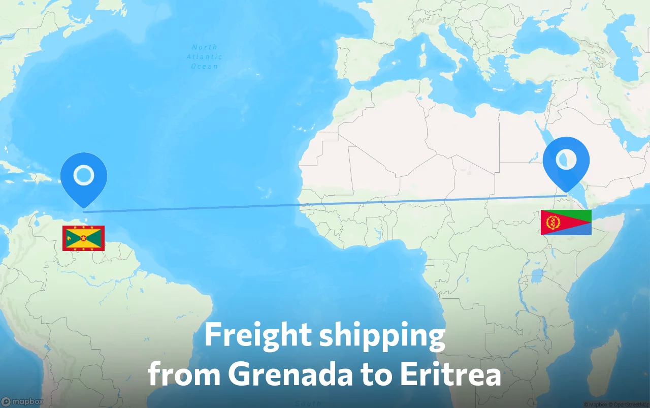 Shipping route from Grenada to Eritrea