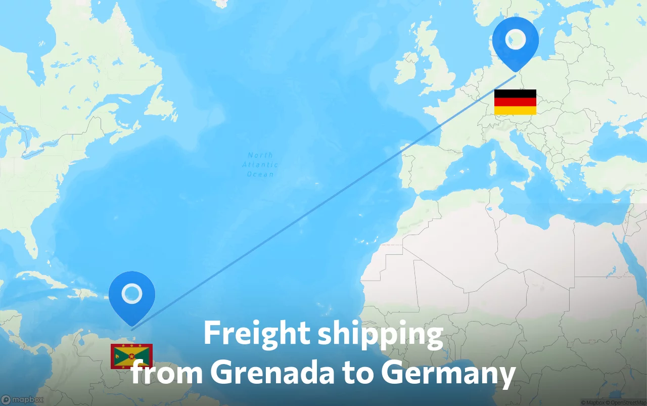 Shipping route from Grenada to Germany