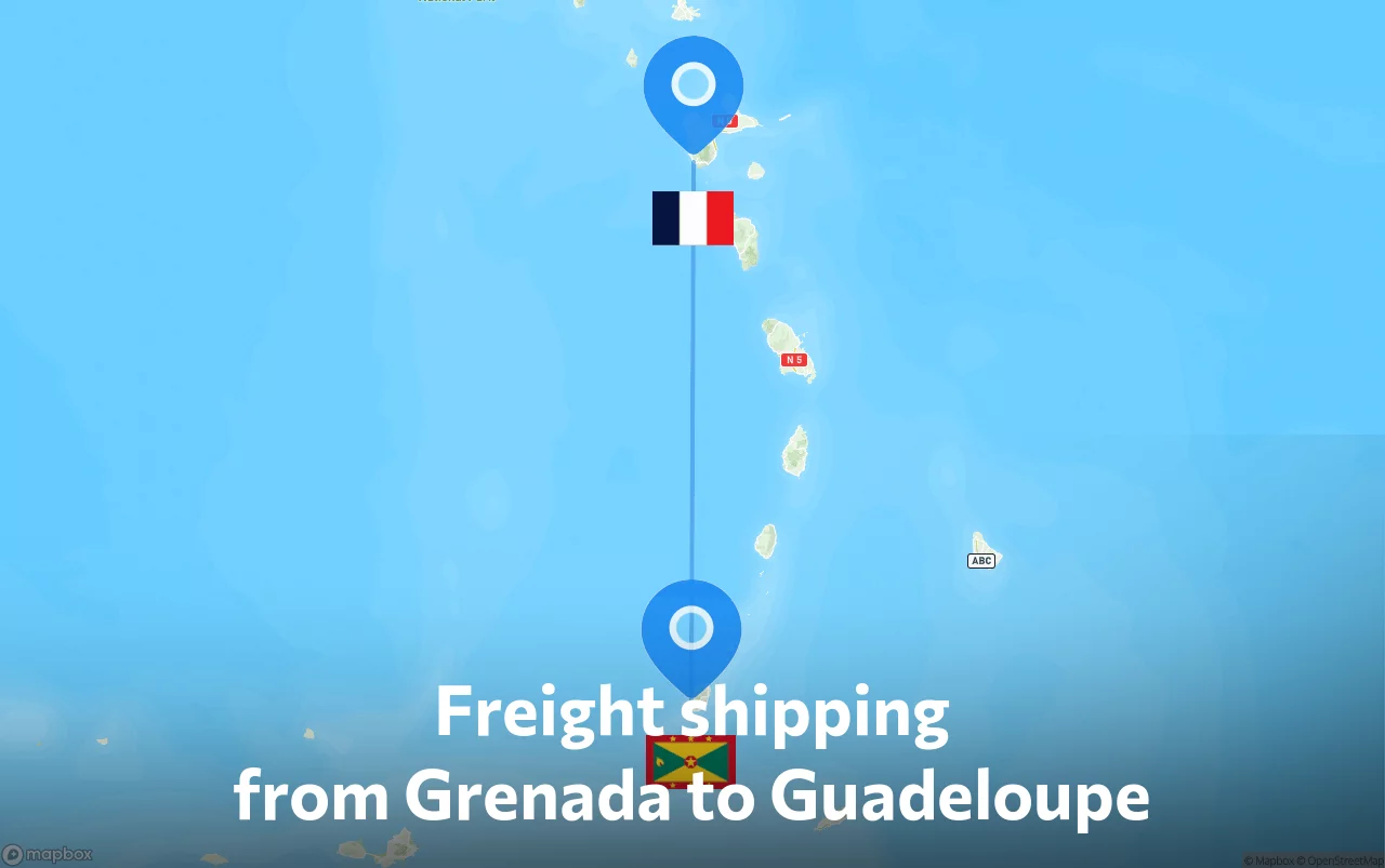 Shipping route from Grenada to Guadeloupe