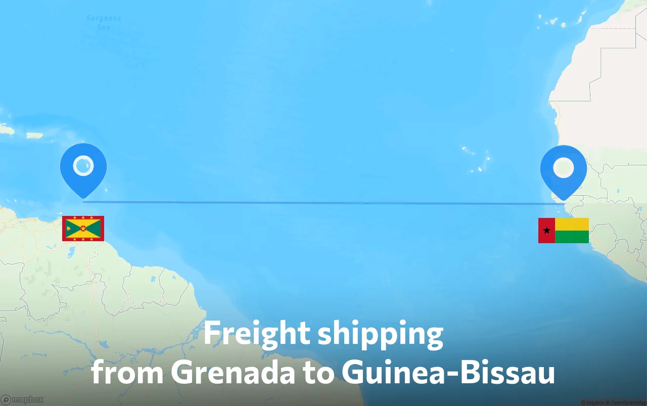 Shipping route from Grenada to Guinea-Bissau