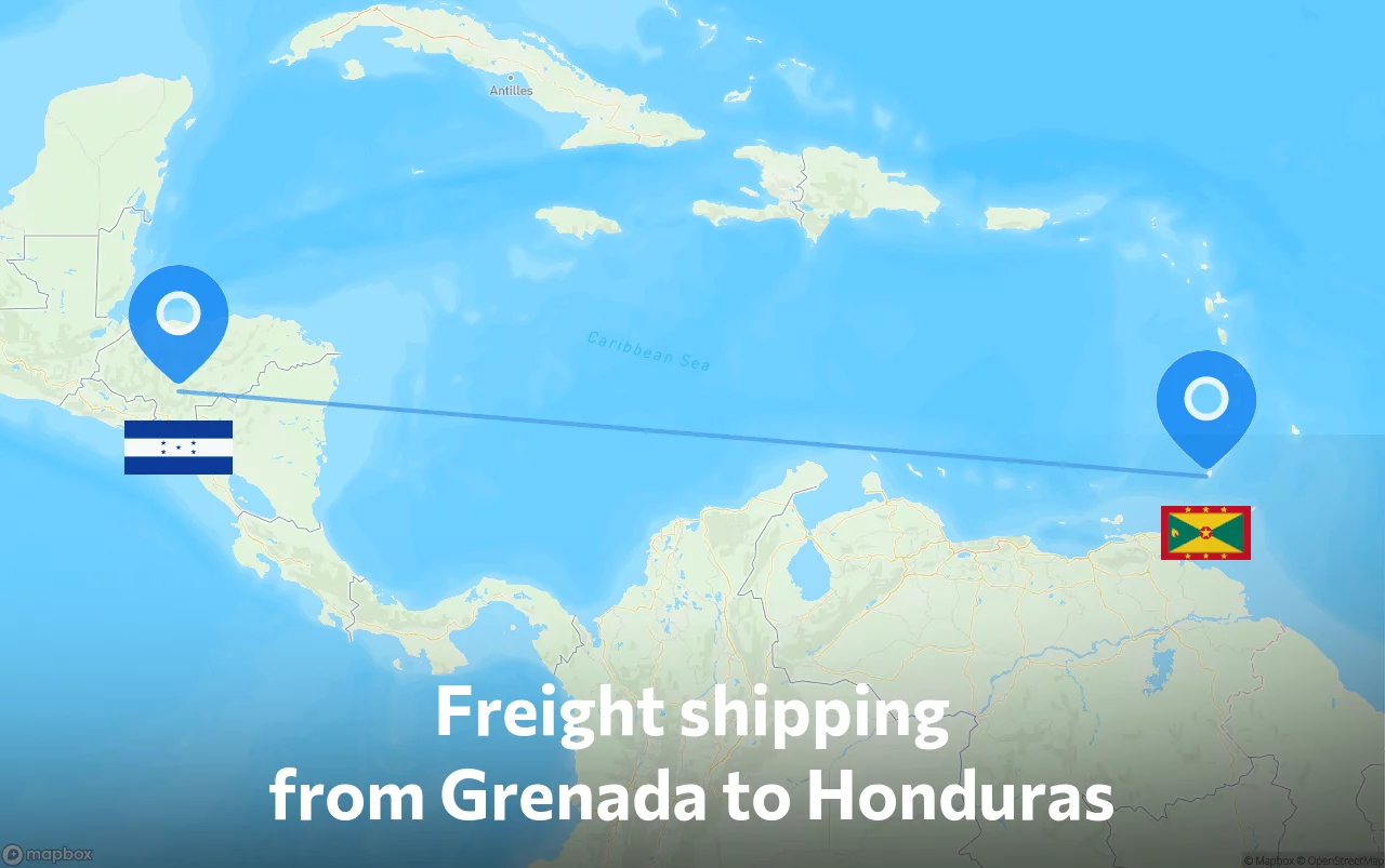 Shipping route from Grenada to Honduras