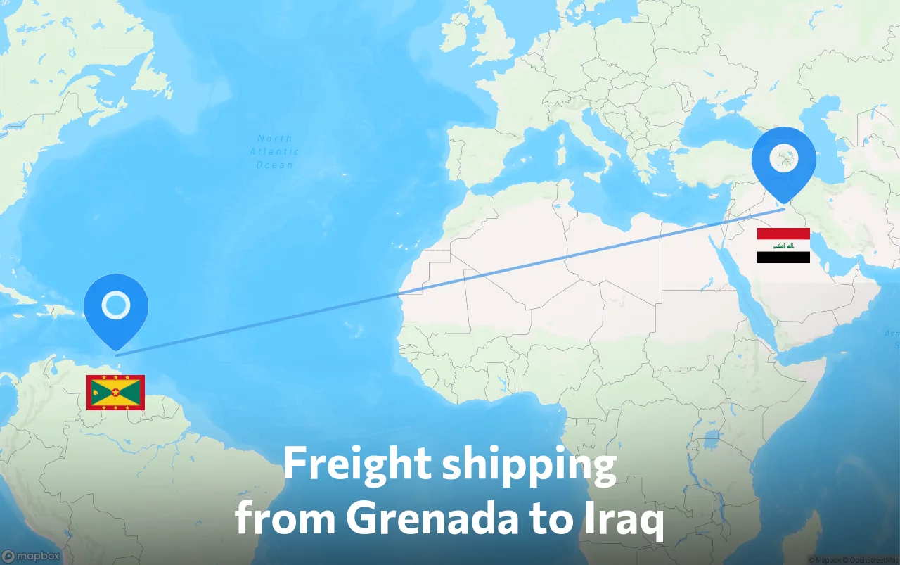 Shipping route from Grenada to Iraq