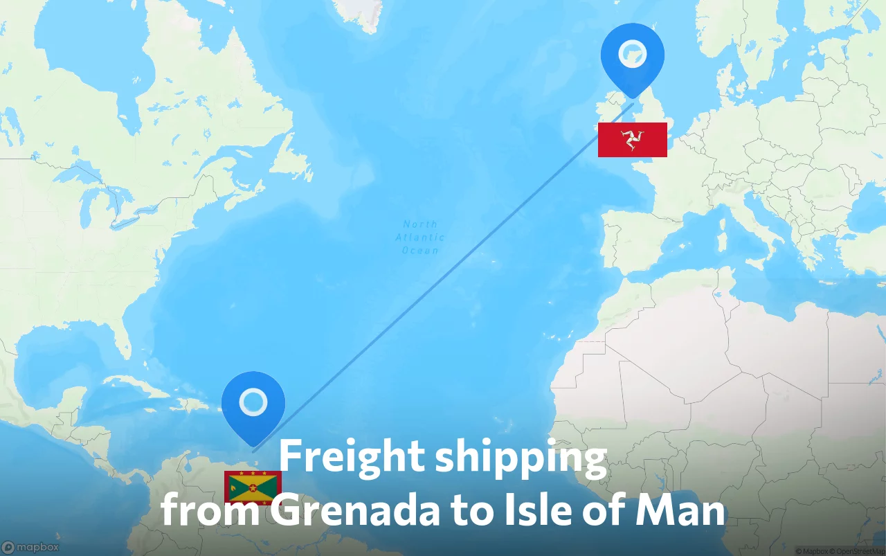 Shipping route from Grenada to Isle of Man
