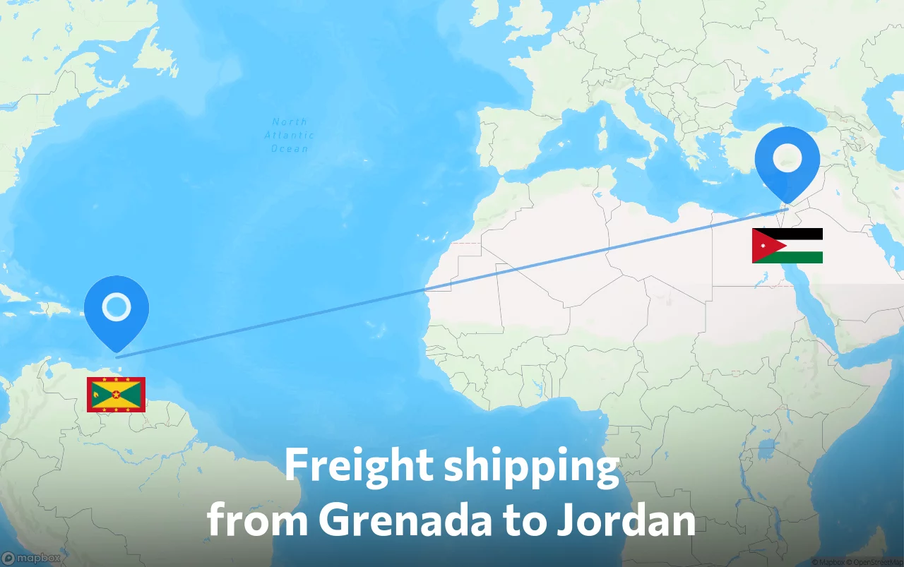 Shipping route from Grenada to Jordan