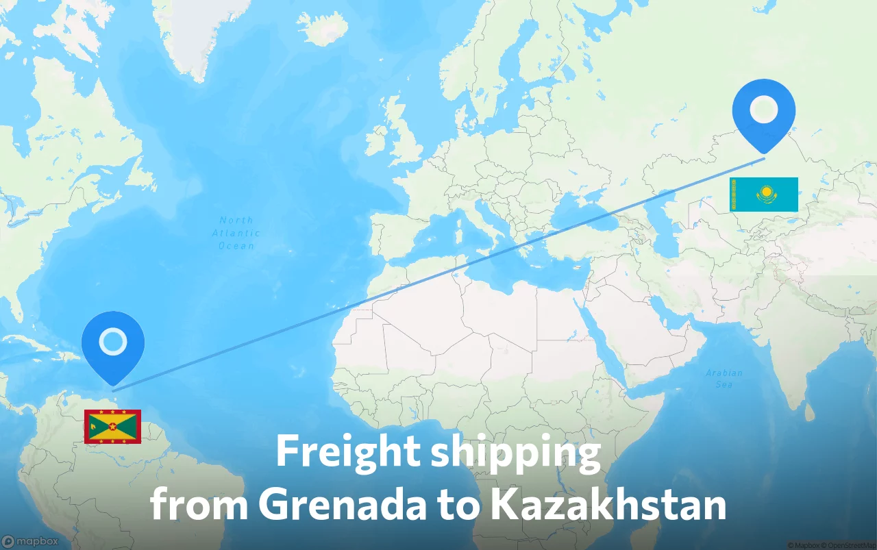 Shipping route from Grenada to Kazakhstan