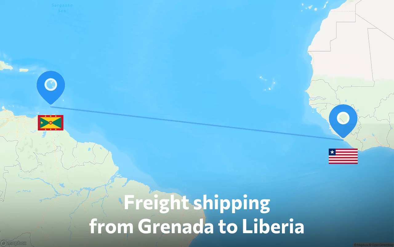 Shipping route from Grenada to Liberia